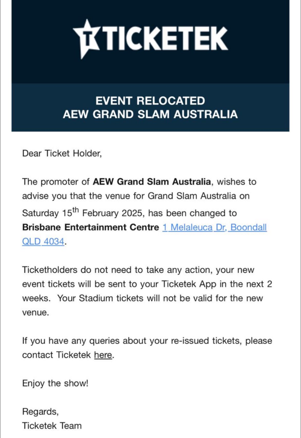 AEW Grand Slam Australia Shifts to Smaller Venue In Brisbane